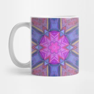 Mosaic Kaleidoscope Flower Purple Pink and Blue Mug